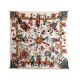 FOULARD HERMES KACHINAS KERMIT PAR OLIVER CARRE 90 SOIE BEIGE SILK SCARF 370€