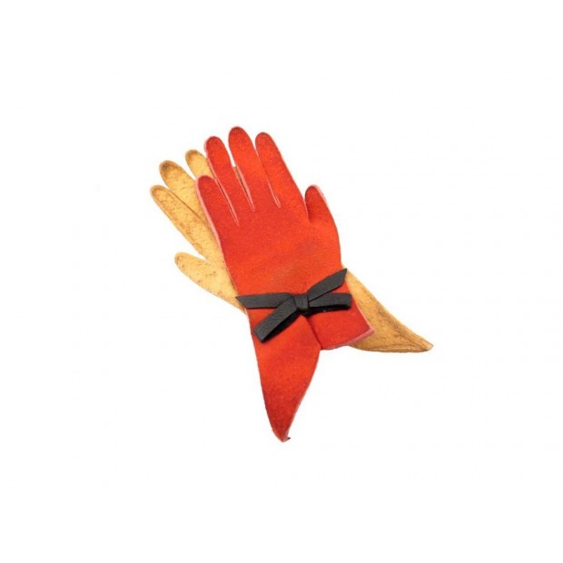 BROCHE HERMES GANTS CUIR 