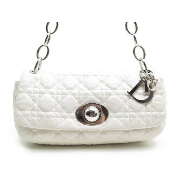 SAC A MAIN CHRISTIAN DIOR RENDEZ VOUS EN CUIR BLANC WHITE LEATHER HAND BAG 1550€