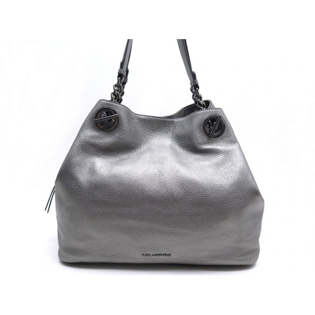 NEUF SAC KARL LAGERFELD CUIR ARGENTE 