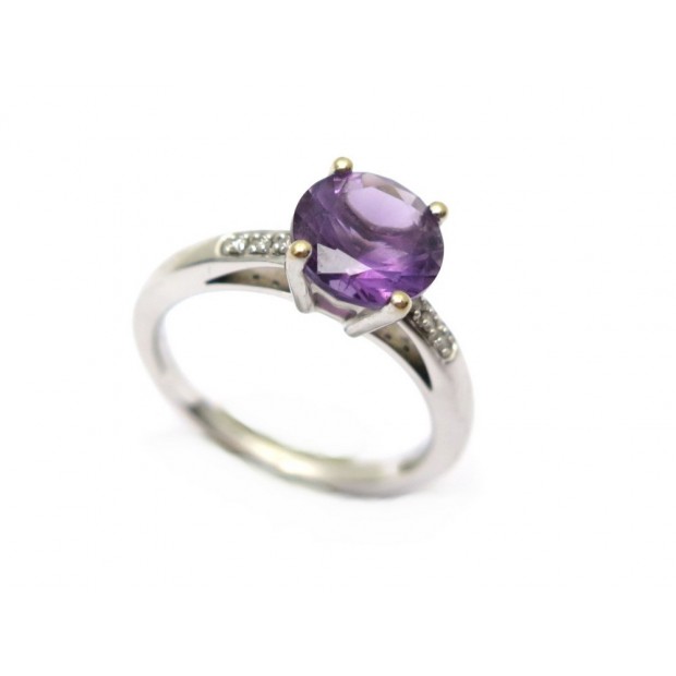 BAGUE MAUBOUSSIN UN GRAND MOT DE TENDRESSE T52 OR BLANC DIAMANTS AMETHYSTE 1495€