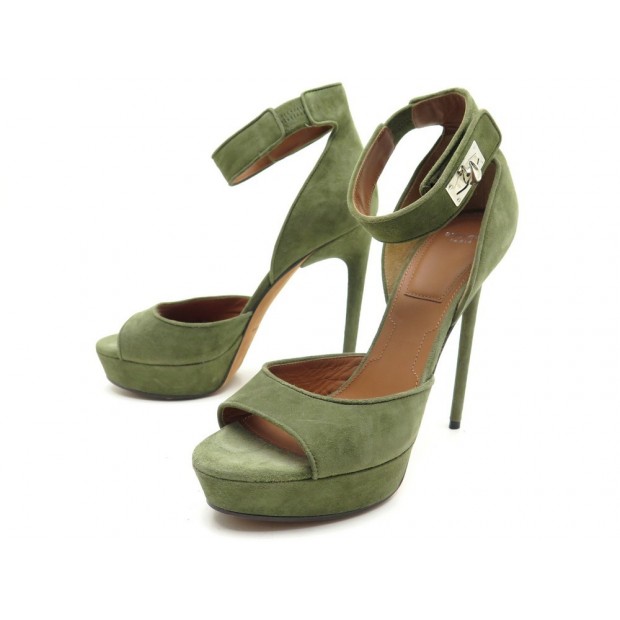 CHAUSSURES GIVENCHY 40 ESCARPINS EN DAIM KAKI GREEN SUEDE PUMP SHOES 695€