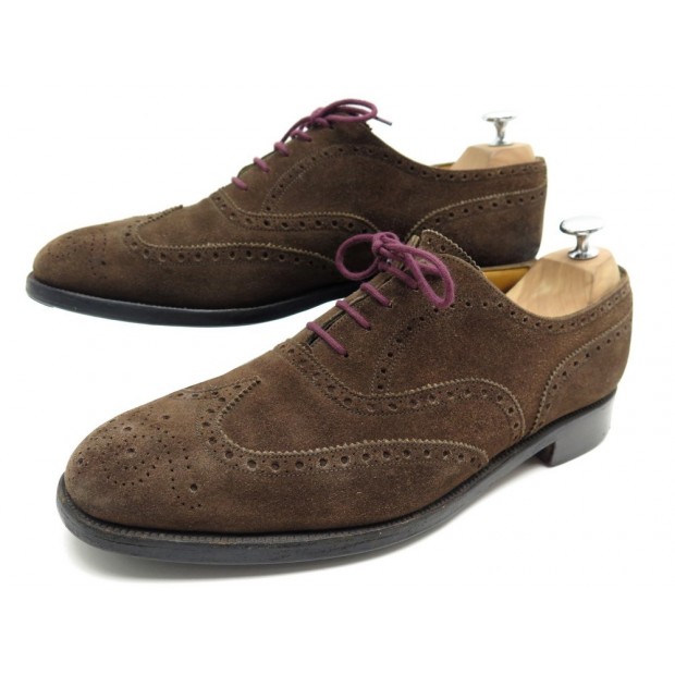 CHAUSSURES JM WESTON 375 RICHELIEU 9D 43 BOUT FLEURI EN DAIM MARRON SHOES 750€