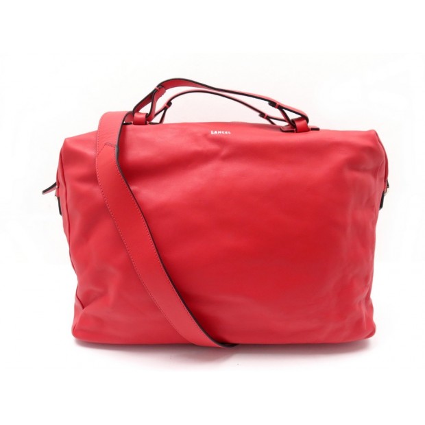 NEUF SAC A MAIN LANCEL POP MM A07049 BANDOULIERE CUIR ROUGE LEATHER HANDBAG 695€