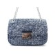 NEUF SAC A MAIN MICHAEL KORS SLOAN 30H6SSLL3C BANDOULIERE EN TWEED BLEU BAG 270€