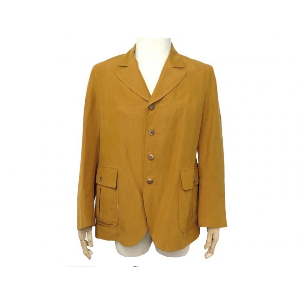 VESTE DE COSTUME DROITE ARNYS TAILLE 52 L EN LIN & SOIE JAUNE LINEN JACKET 1500€