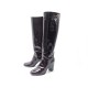 NEUF CHAUSSURES CHANEL BOTTES CAVALIERES LOGO CC G26154 37 EN CUIR BOOTS 1950€