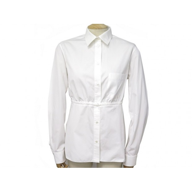 CHEMISE HERMES FEMME 36 XS CHEMISIER BLOUSE COTON BLANC WHITE COTTON SHIRT 390€