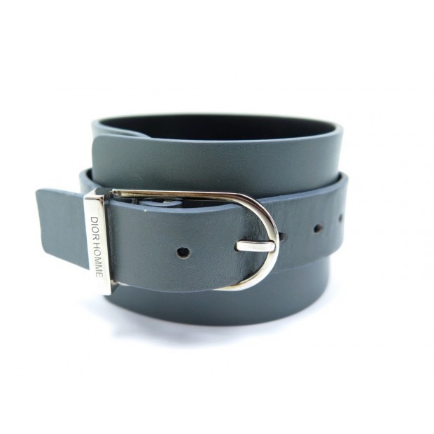 BRACELET DIOR HOMME DE FORCE MEDIUM 18 20 CM CUIR VERT DE GRIS LEATHER 290€