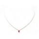 NEUF COLLIER 40 CM EN OR JAUNE 18K 2.6 GR AVEC SOLITAIRE GRENAT HESSONITE ORANGE