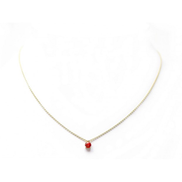 COLLIER EN OR JAUNE 18K AVEC SOLITAIRE SAPHIR ORANGE 2.5 GR 