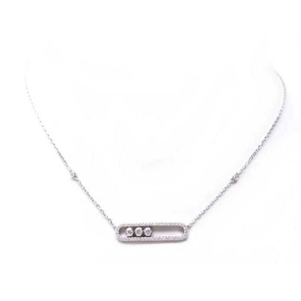 NEUF COLLIER MESSIKA MOVE PAVE OR BLANC ET DIAMANTS 0.65CT GOLD NECKLACE 4190€