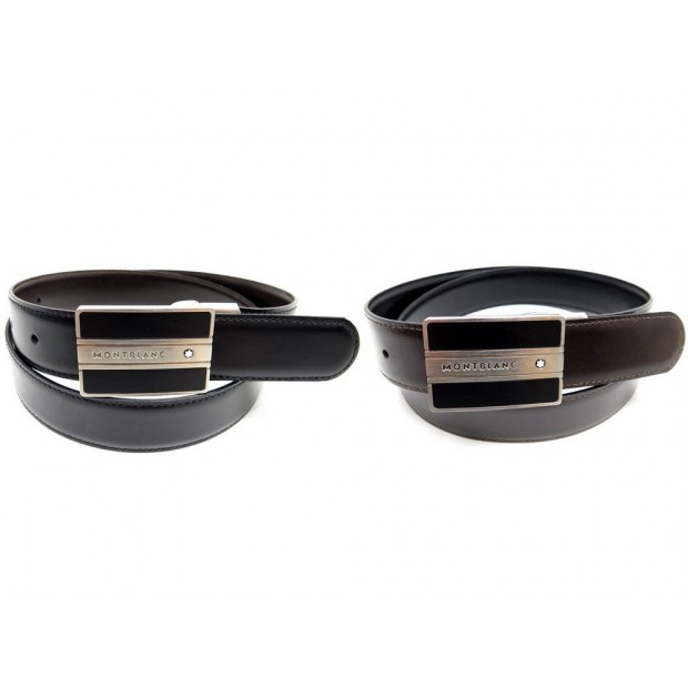 CEINTURE MONTBLANC CUIR NOIR REVERSIBLE MARRON 