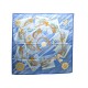 NEUF FOULARD HERMES FACE AU LARGE 100% SOIE BLEU 