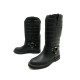 NEUF CHAUSSURES BOTTES CHANEL MOTARDE 38 CUIR NOIR + DUSTBAG 