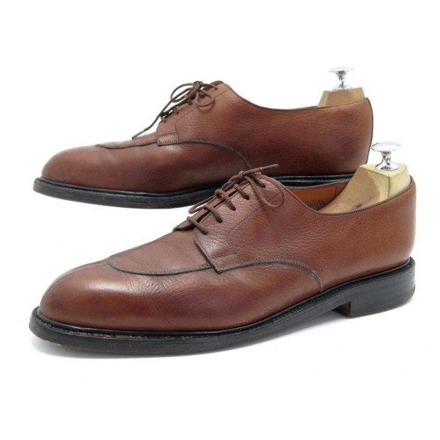 CHAUSSURES JM WESTON DERBY 598 DEMI CHASSE 9.5C 43.5 EN CUIR MARRON SHOES 750€