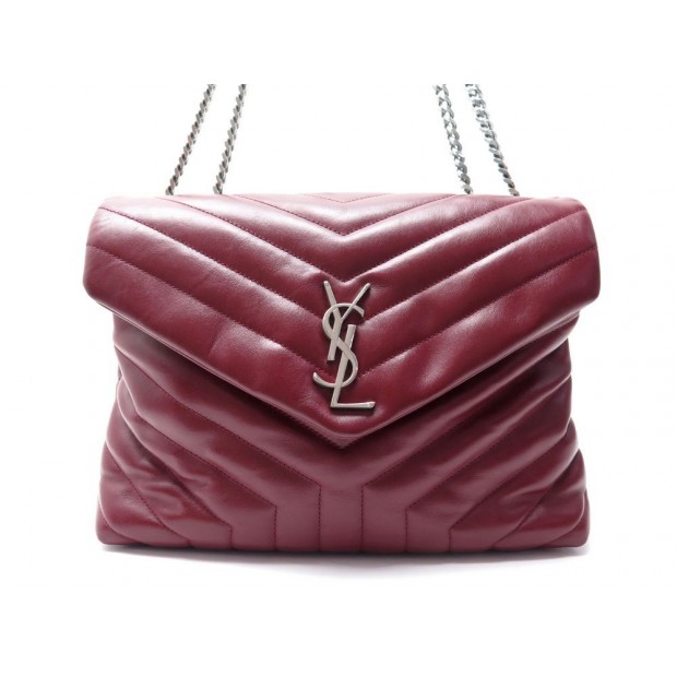 SAC A MAIN SAINT LAURENT LOULOU CUIR BORDEAUX 