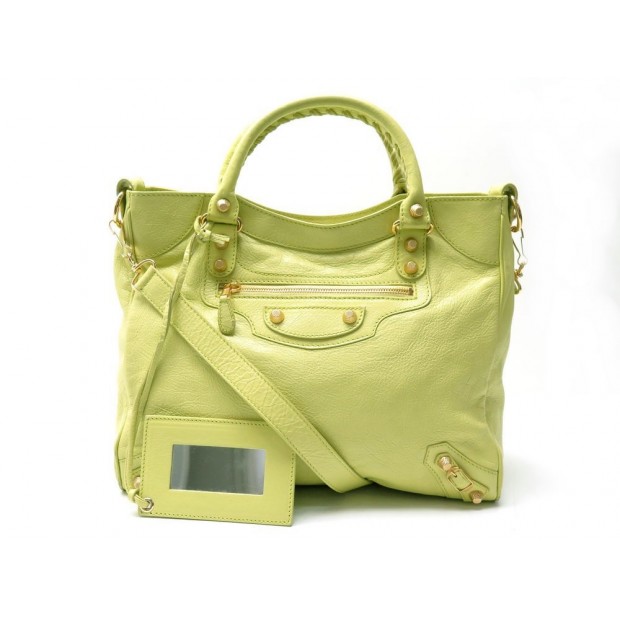 SAC A MAIN BALENCIAGA GIANT 12 VELO 282010 BANDOULIERE CUIR VERT FLUO BAG 1750€