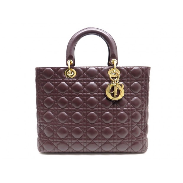  SAC A MAIN CHRISTIAN DIOR LADY DIOR CUIR MARRON 