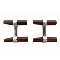 BOUTONS DE MANCHETTE BOUCHERON EN OR BLANC & BATONNETS EN BOIS DE ROSE CUFFLINKS