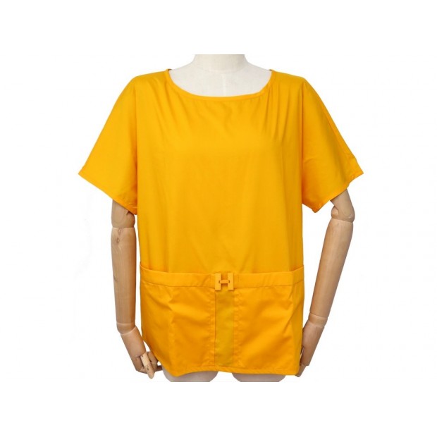 HAUT HERMES BLOUSE MARINIERE MANCHE COURTE L 40 OVERSIZE ORANGE BOUCLE H 500€