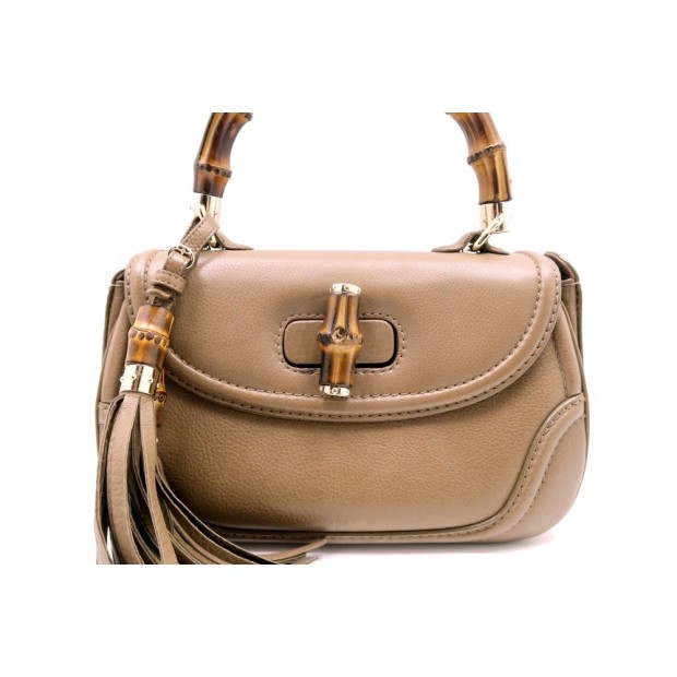 SAC A MAIN GUCCI NEW BAMBOO 254884 EN CUIR MARRON LEATHER HAND BAG PURSE 1950€