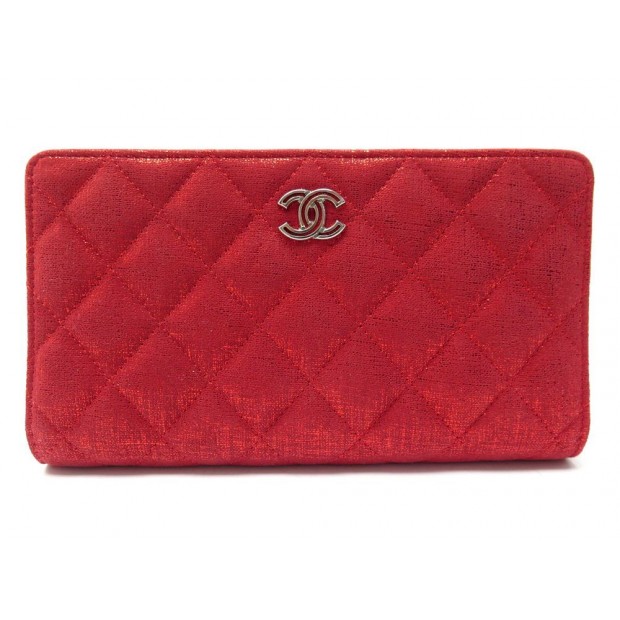 NEUF PORTEFEUILLE CHANEL LOGO CC PORTE MONNAIE EN CUIR ROUGE LEATHER WALLET 825€