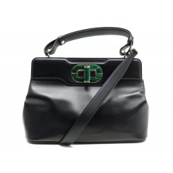 NEUF SAC A MAIN BULGARI ISABELLA ROSSELLINI 367636 CUIR NOIR LEATHER BAG 1950€