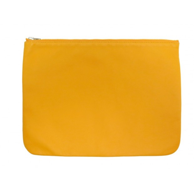 NEUF POCHETTE HERMES TROUSSE EN CUIR SAFRAN ORANGE NEW LEATHER POUCH BAG 790€