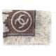 NEUF FOULARD CHANEL LOGO CC EN CACHEMIRE BEIGE NEW CASHMERE SCARF 940€