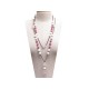 COLLIER CHANEL SAUTOIR PERLES ET LOGO CC 150 CM METAL ROSE & BLANC + BOITE 1590€