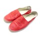 CHAUSSURES CHANEL G29762 ESPADRILLES 37 EN CUIR ROUGE RED LEATHER SHOES 690€