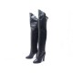 CHAUSSURES SERGIO ROSSI 7270 BOTTES CUISSARDES A TALONS 37 CUIR NOIR BOOTS 1200€