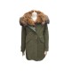 NEUF MANTEAU ARTURO ALPIN VALEY B 36 S A CAPUCHE KAKI FOURRURE RATON COAT 1200€