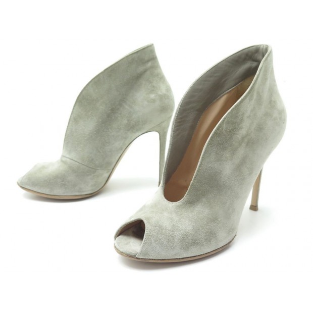 CHAUSSURES GIANVITO ROSSI VAMP 53260 ESCARPINS 36.5 IT 37 FR DAIM GRIS PUMP 810€