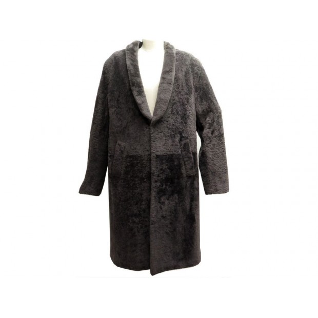 MANTEAU LONG LOUIS VUITTON T 52 L EN LAINE DE MOUTON GRIS SHEARLING COAT 6800€