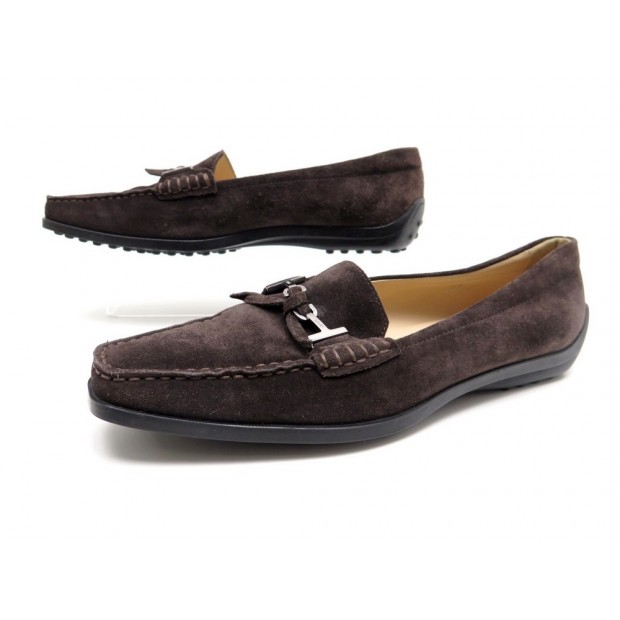  NEUF CHAUSSURES MOCASSINS TOD'S DAIM MARRON 39 