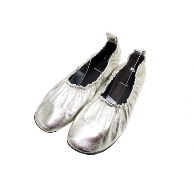 CHAUSSURES CELINE SOFT BALLERINES 38.5 EN CUIR ARGENTE SILVER BALLET SHOES 570€