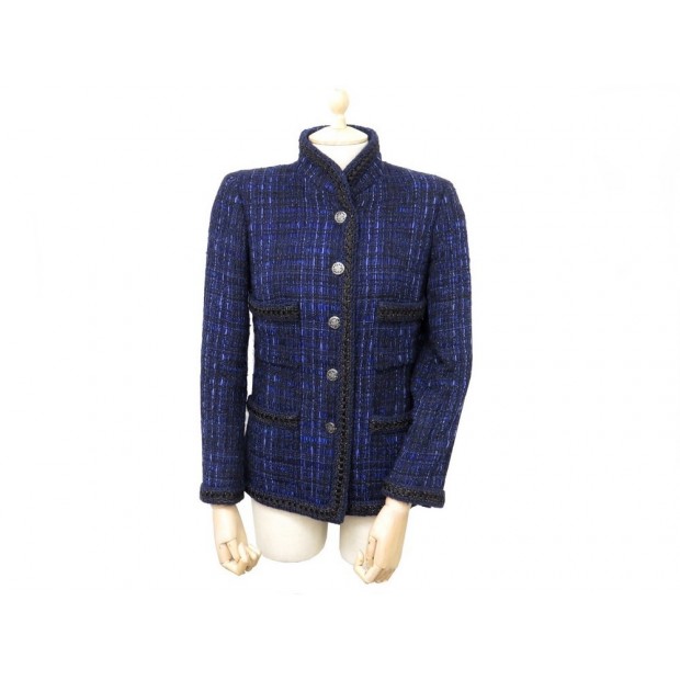 VESTE CHANEL 38 TWEED BLEU 