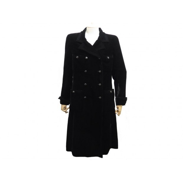 NEUF MANTEAU LONG CHANEL EN VELOURS P08364 44 L BOUTON GRIPOIX VELVET COAT 6500€