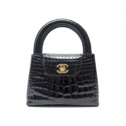 NEUF SAC A MAIN CHANEL MINI POCHETTE CUIR ALLIGATOR CUIR NOIR 