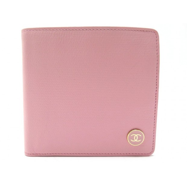 PORTEFEUILLE CHANEL PORTE MONNAIE EN CUIR GRAINE ROSE PINK LEATHER WALLET 420€