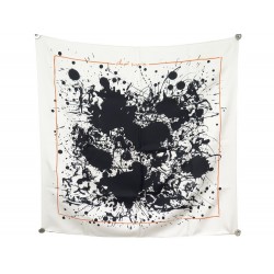 FOULARD HERMES CHEVAL SURPRISE SOIE BLANC