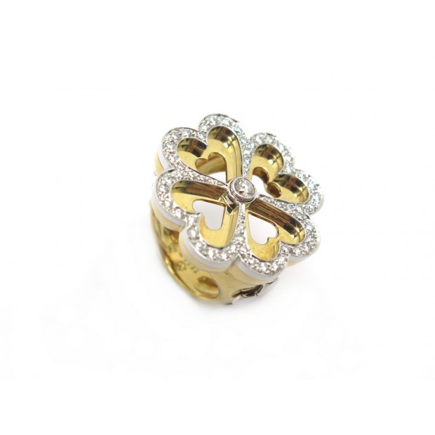 BAGUE TREFLE TESS & TASHA T52 EN OR JAUNE GRIS 18K 57 DIAMANTS 0.7CT RING 2700€