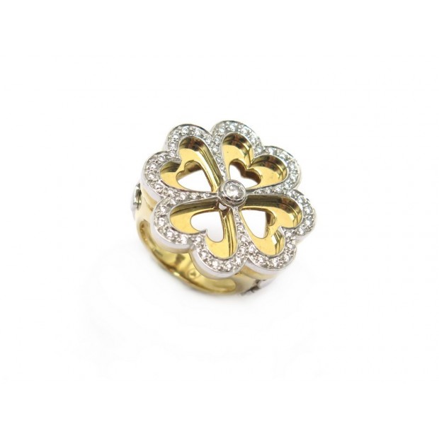 BAGUE TREFLE OR 18K ET 57 DIAMANTS 0.7 CARATS 20GR