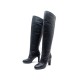 CHAUSSURES HERMES BOTTES CUISSARDES 40 EN CUIR NOIR + BOITE LEATHER BOOTS 3000€