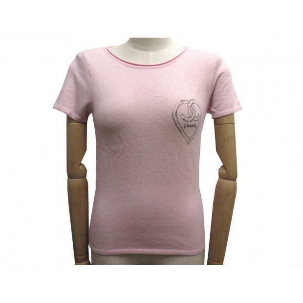 PULL CHANEL MANCHES COURTES P34564 34 S PARIS MIAMI CRUISE CACHEMIRE ROSE 2200€