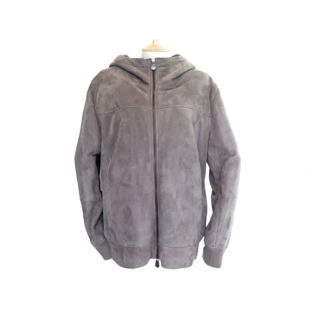 NEUF BLOUSON BERLUTI PEAU LAINE 58 IT GRIS 