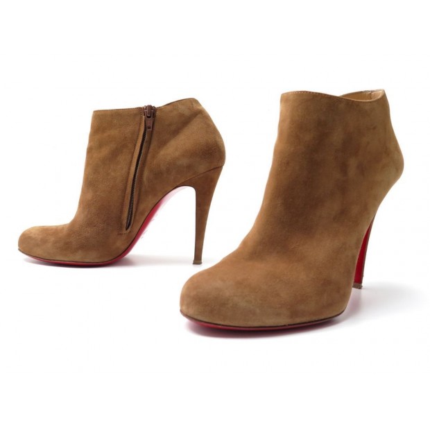 CHAUSSURES CHRISTIAN LOUBOUTIN BOTTINES BELLE 100 41 DAIM MARRON BOOTS 725€