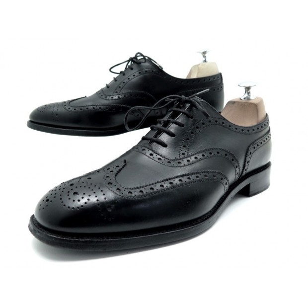 CHAUSSURES JM WESTON 376 RICHELIEU BOUT FLEURI 8D 42 CUIR NOIR BLACK SHOES 690€